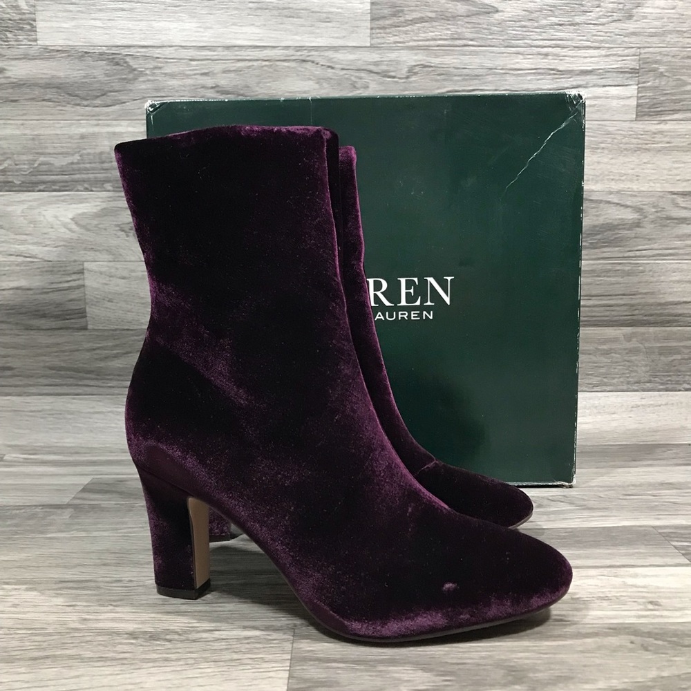 Lauren Ralph Lauren Bridgett Velvet Ankle Boots